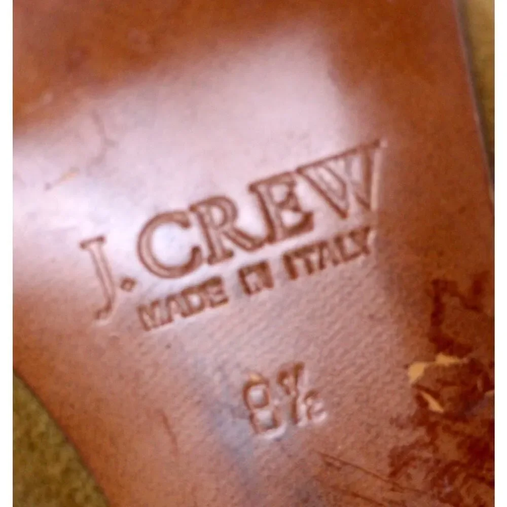 J. CREW OLIVE GENUINE LEATHER SUEDE MID HEEL POINTED CLASSIC PUMP SHOES Sz 8 1/2